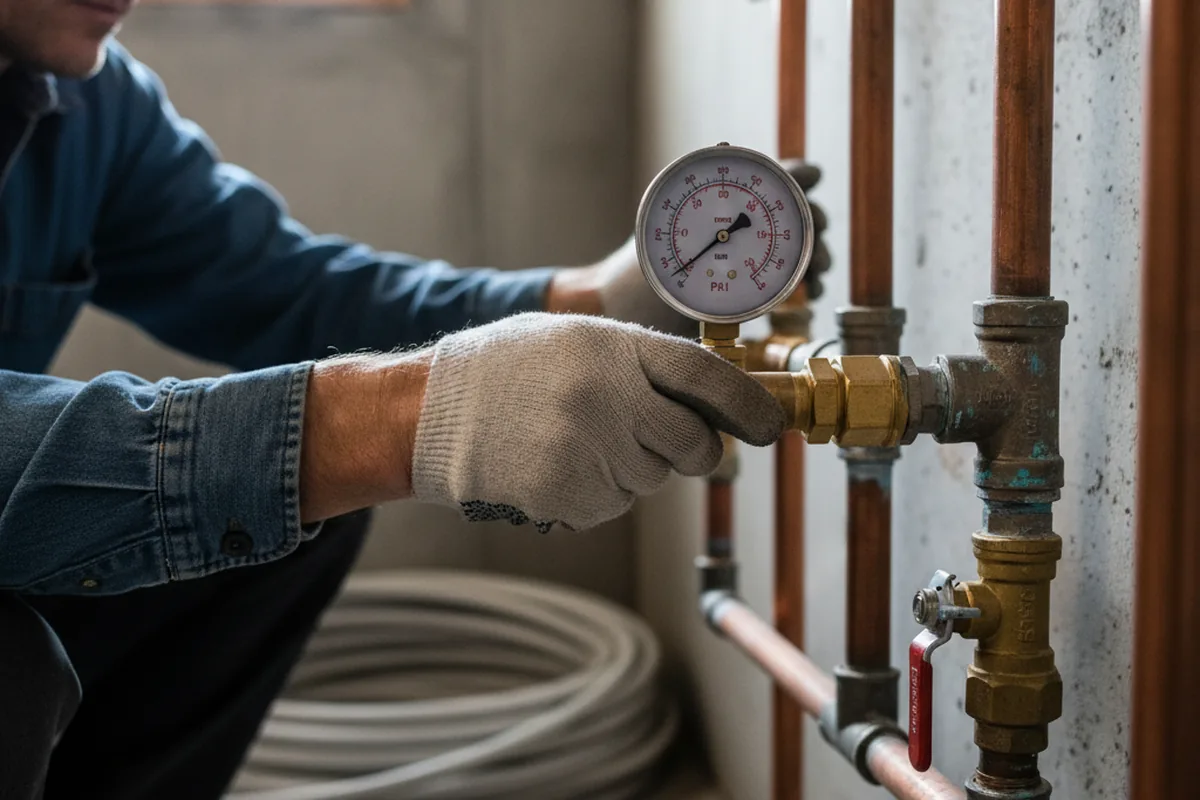 Pressure testing a repaired line during Water Line Repair in Dilltown